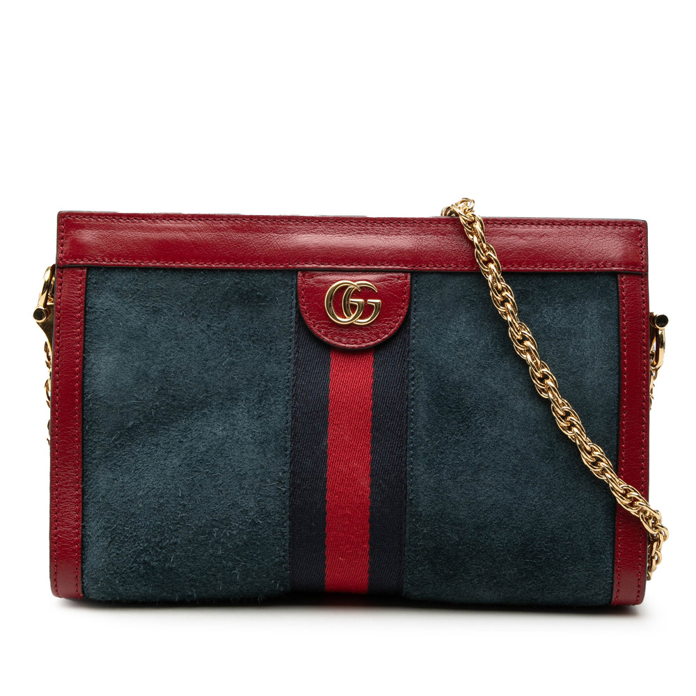 Pre-Loved Gucci Small Suede Web Ophidia Chain Crossbody - Picture 1 of 7